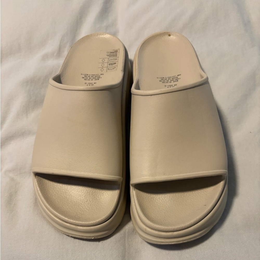H&M Cream Platform Slides